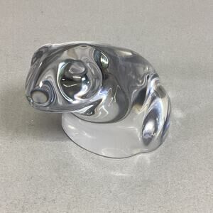 Orrefors Sweden Crystal Clear Glass Frog Figurine Paperweight - 3”H - Signed